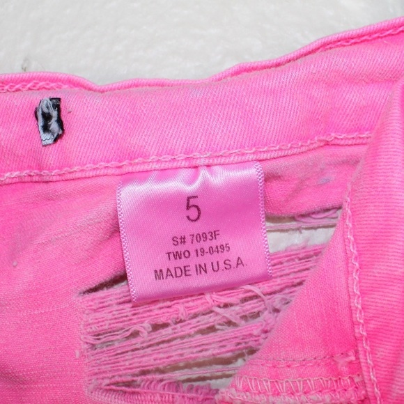 Fashion Nova Bright Pink HighRise Raw Hem Distressed Bermuda Shorts — Size 5 - Picture 8 of 9